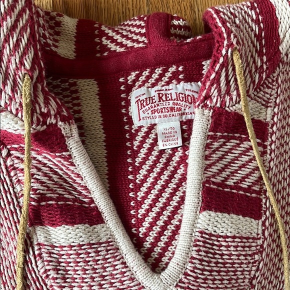 True Religion Red and White Y2K Sweater - Picture 2 of 8